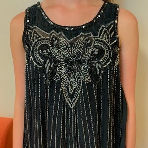 Free People Embellished black tank top